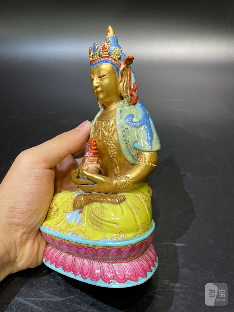清乾隆 粉彩描金无量寿佛 - 图7